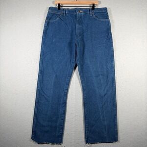 Wrangler Mens 1013MWZPW Cowboy Cut Straight Leg‎ Blue Jeans Raw Hem 37x27